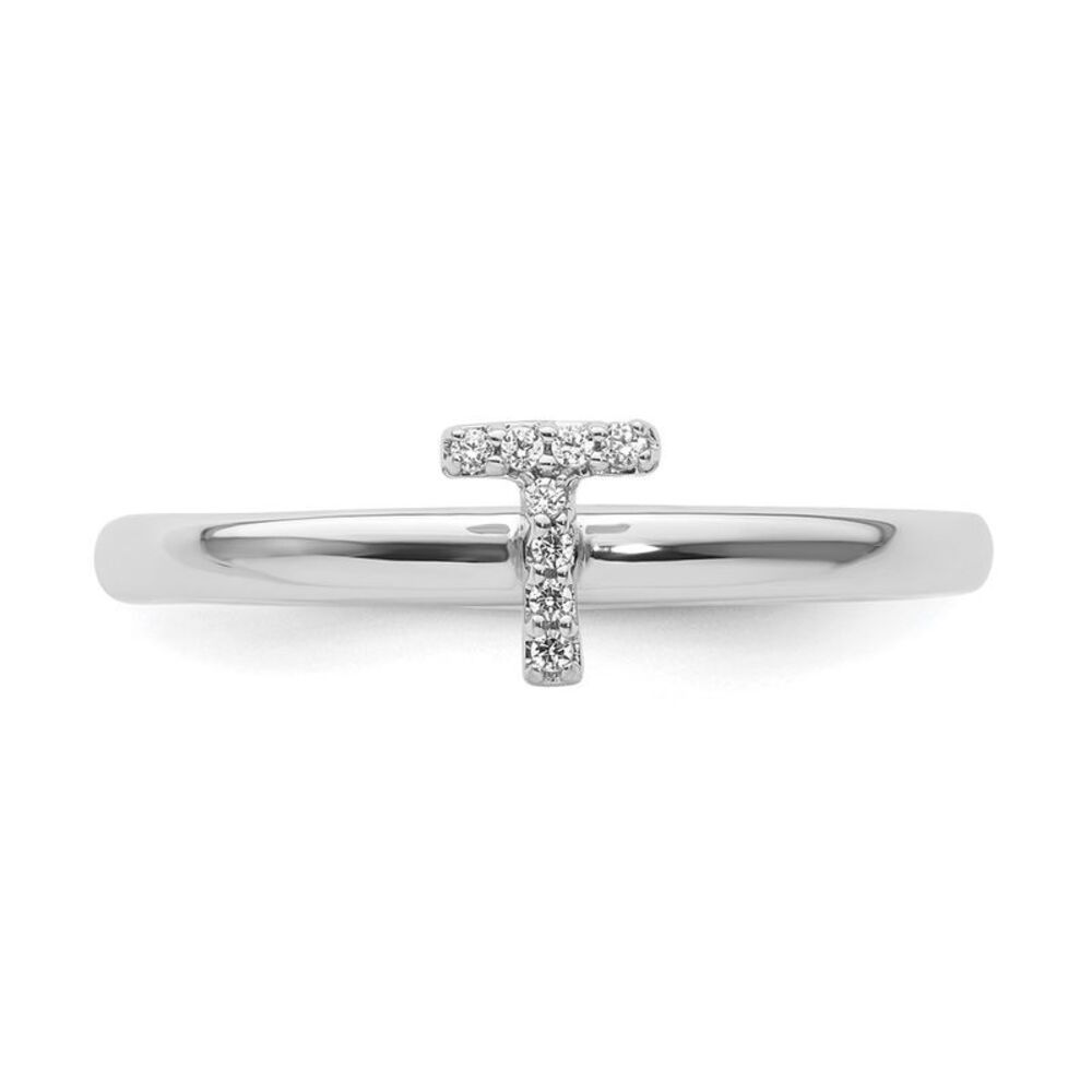 Kazi Luxury 14k White Gold Stackable Diamond Init… - image 4